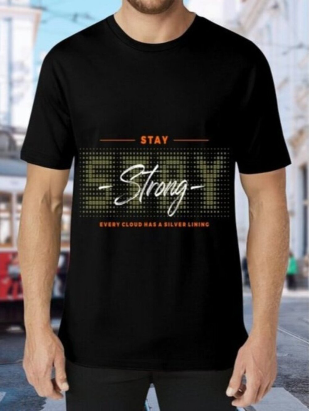 Black 'Stay Strong' Graphic T-Shirt